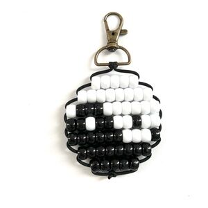 Handmade Pony Bead Keychain Black White Bag Charm | Y2K Beaded Keychain